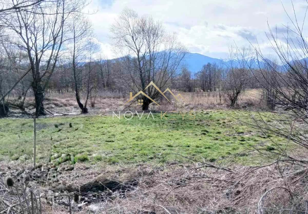 Grassy field with trees and mountains, agricultural land for sale in Banya.