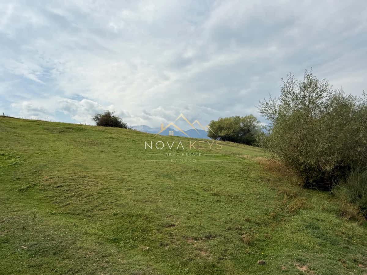 grassy hillside with trees and cloudy sky, plot for sale in Razlog.