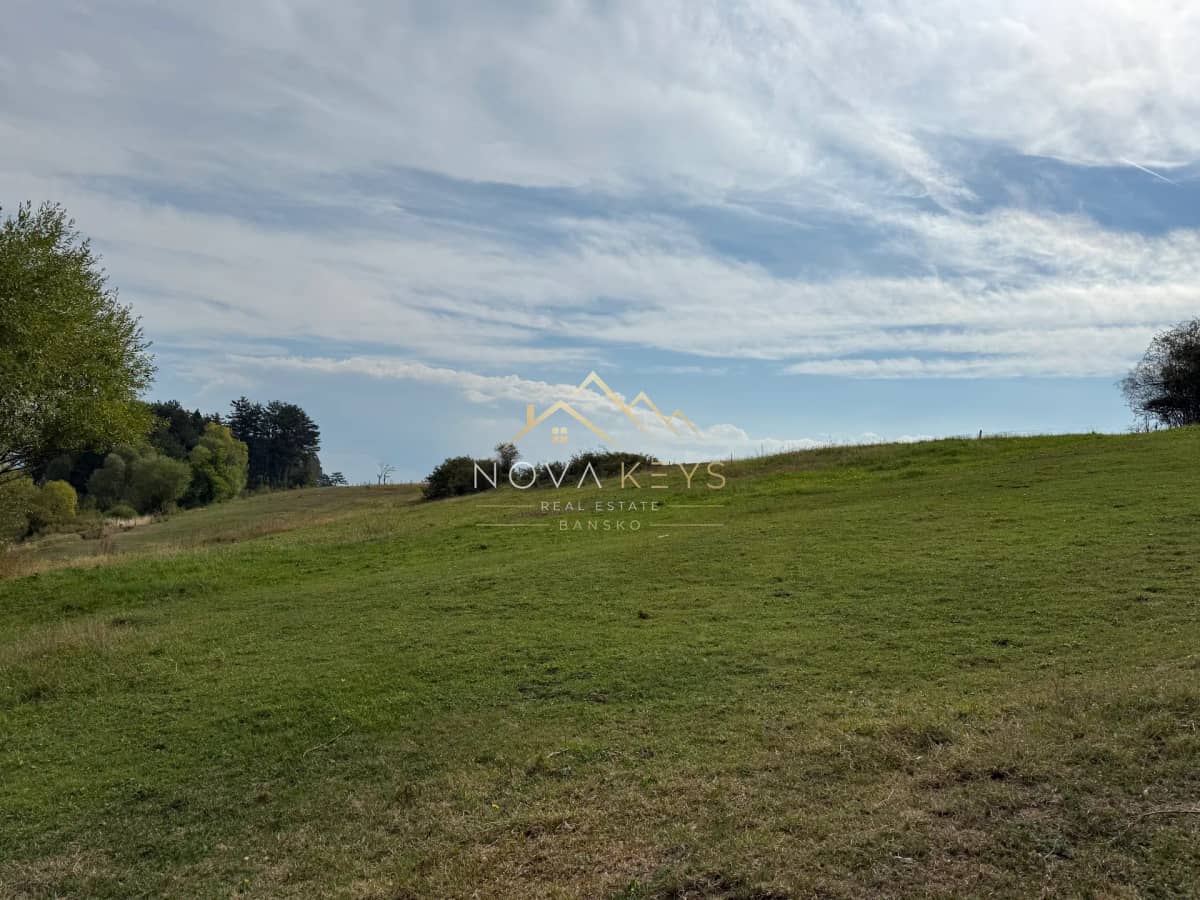 Grassy hillside under cloudy sky, plot for sale in Razlog.