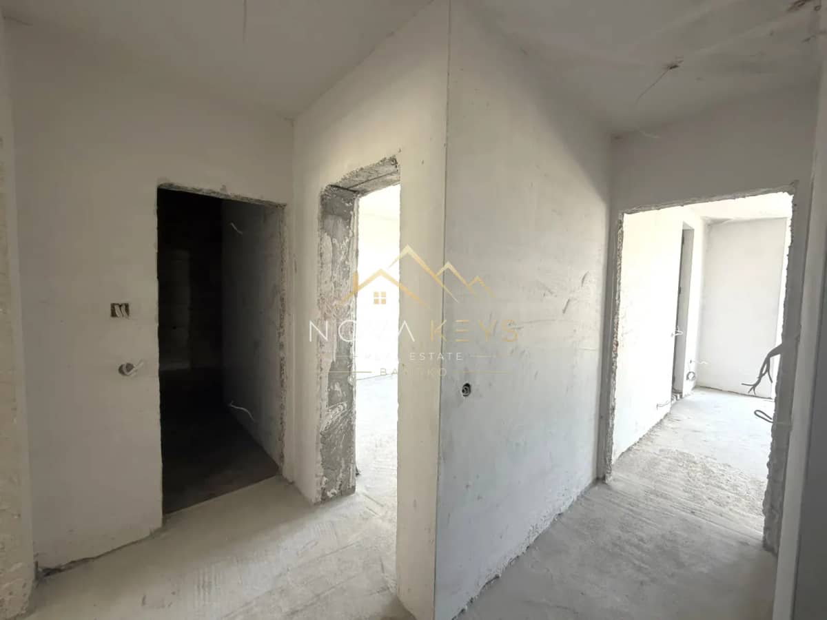 unfinished hallway with door openings, three-bedroom apartment for sale in the Bansko ski area.